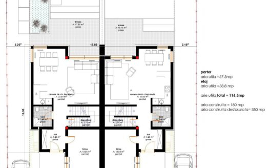 Duplex modern 5 camere si 3 bai